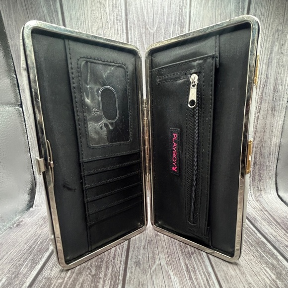 PLAYBOY Vintage Y2K Clutch/ Long Wallet Playboy Bunny White Gold VTG RARE - Picture 10 of 15